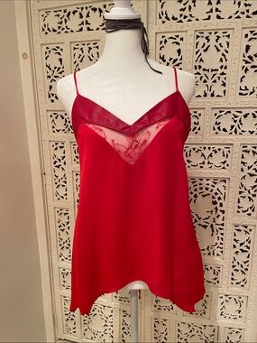 Mason Red Lace-Insert Satin Camisole